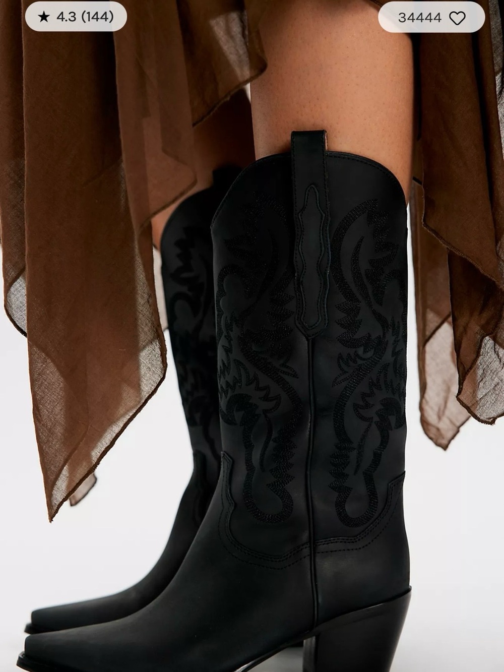 Jeffrey Campbell Black Embroidered Western Knee-High Boots